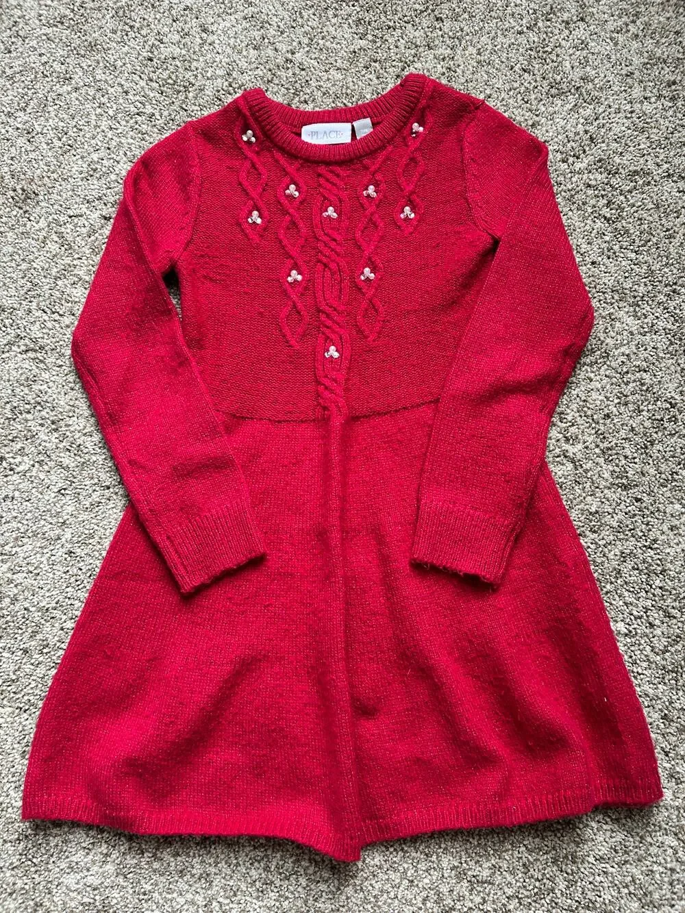Children's Place Long Sleeve Red Sweater Dress, Size 7/8